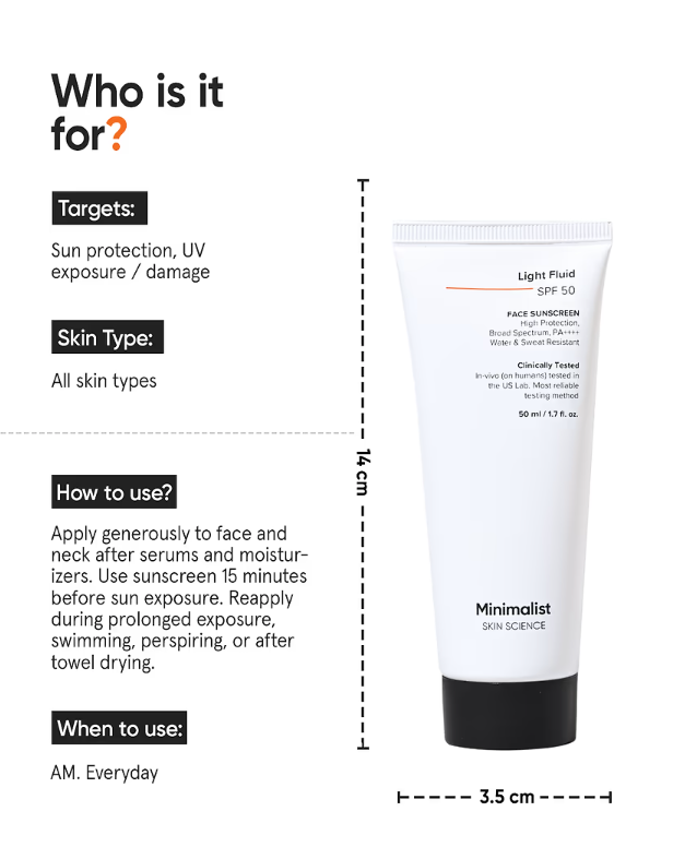 Minimalist : Light Fluid SPF 50 Sunscreen